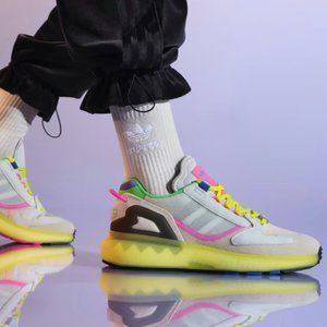 Adidas ZX 5K Boost GV7704 Multicolor Wonder White Acid Yellow Running Shoes 5.5